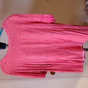 Isaac Mizrahi, 2x, coral print tshirt